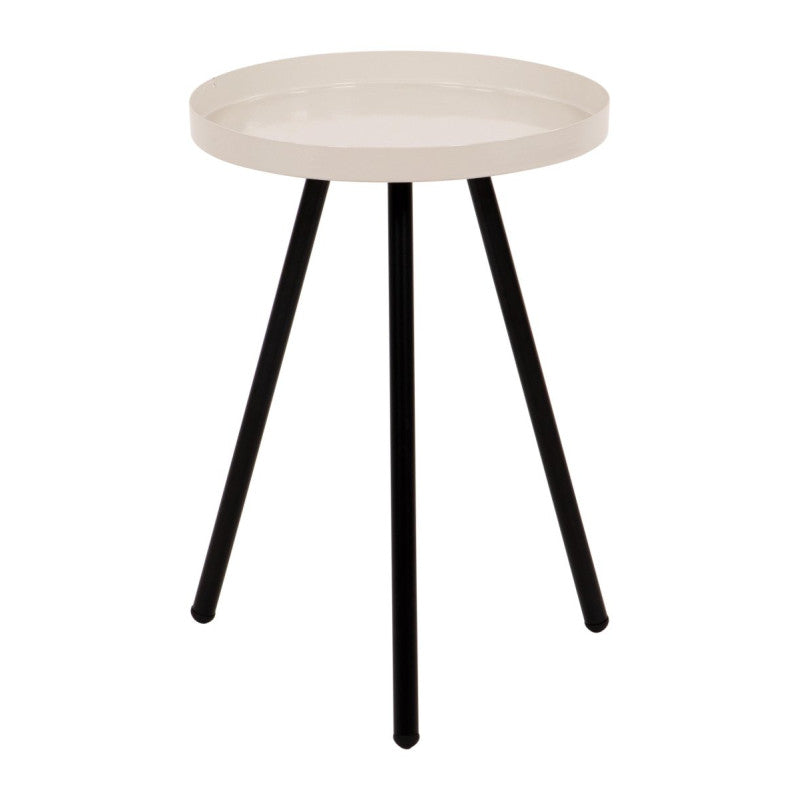 Set di 6 Tavolini Tondo 3 Gambe Dalton D30 H42 Crema/nero