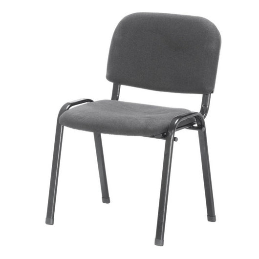 Set di 7 Sedie da ufficio con struttura in metallo nero e tessuto grigio