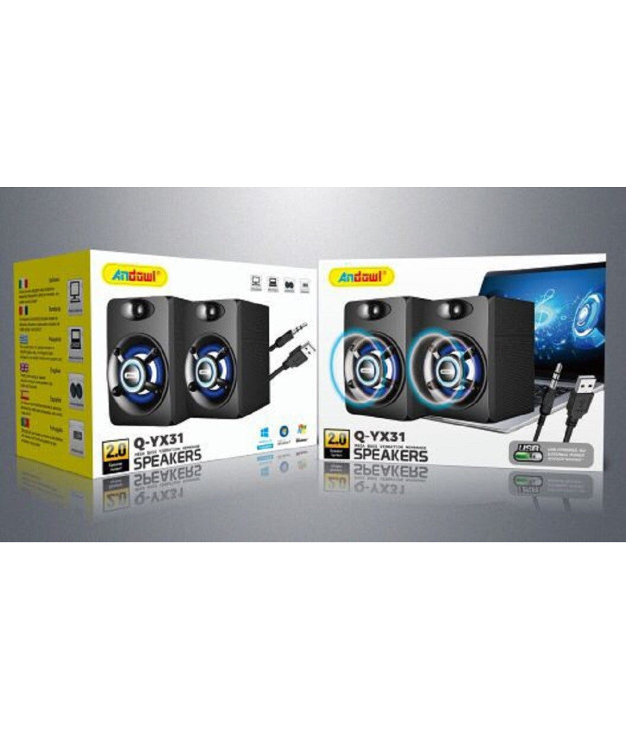 Set Di Altoparlanti Per Computer Pc Q-yx31 Speaker Alimentazione Usb Canali 2.0         