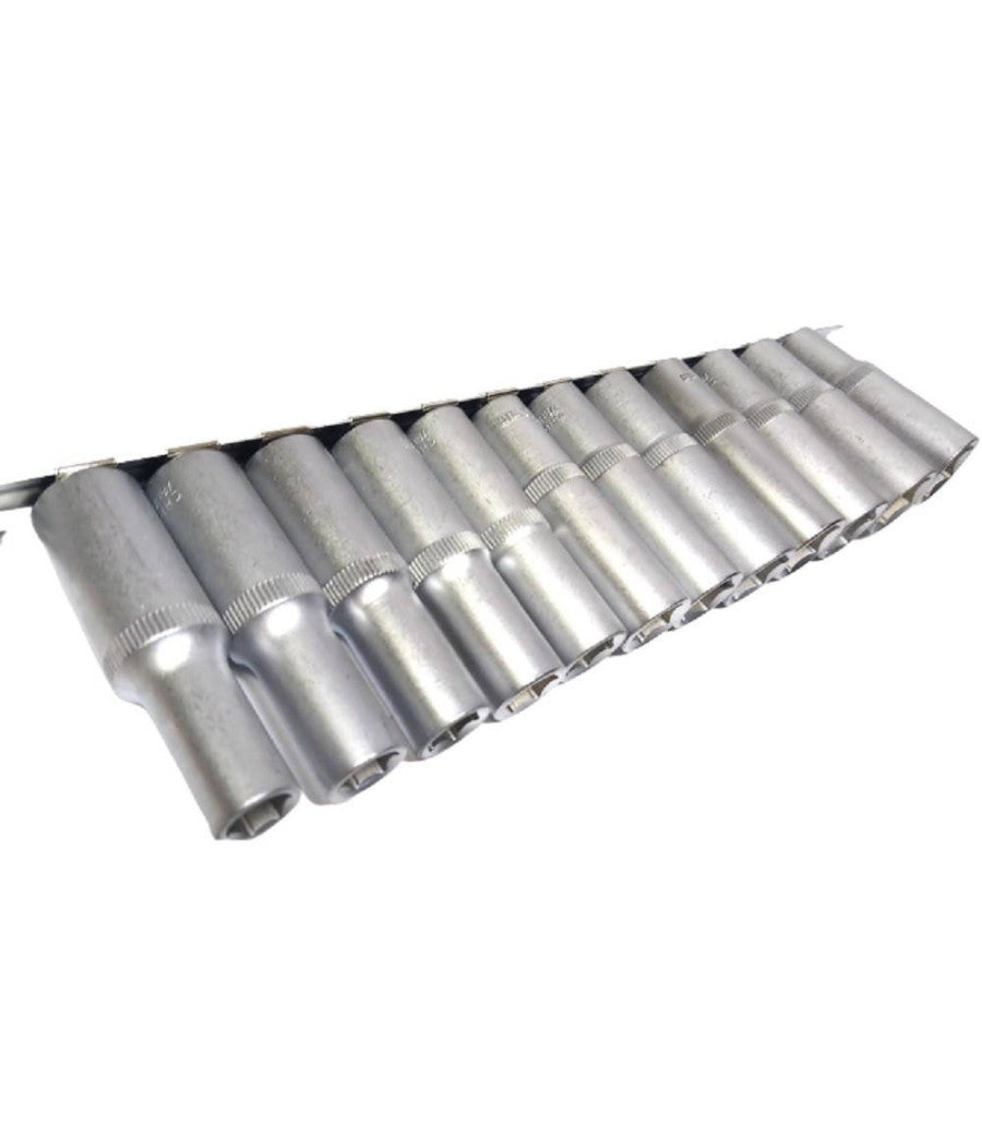 Set Di Chiavi Bussola Lunghe Da 1/2 Chrome Vanadium 10 A 24 Mm 12 Pezzi Mr70253         