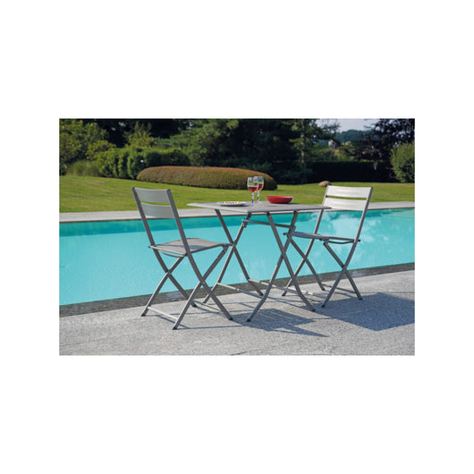 Set Di 2 Sedie Lucca In Alluminio Pieghevole Tortora Moia