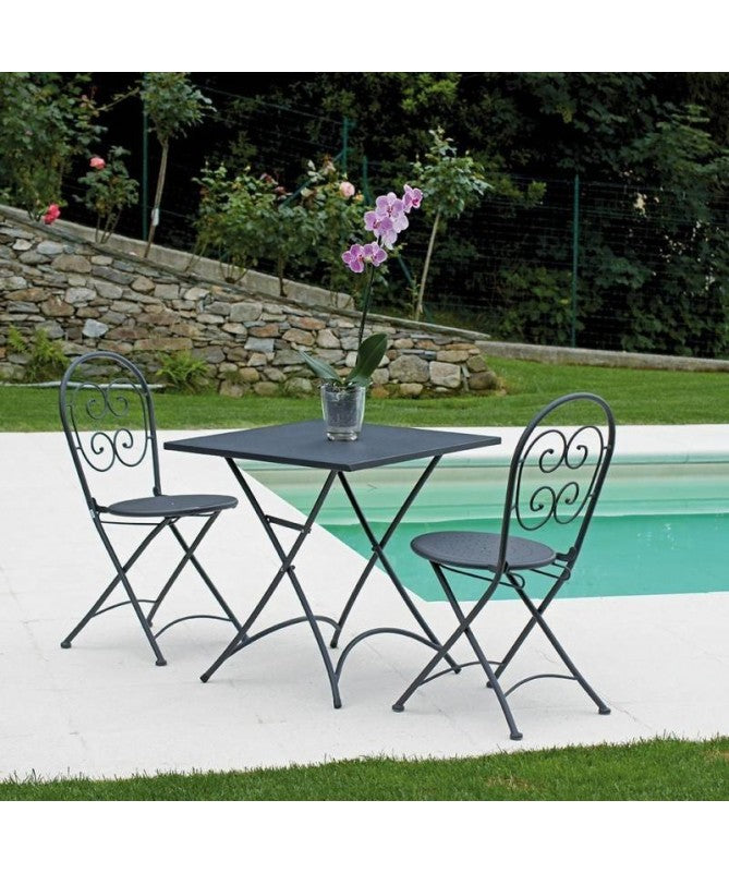 Set Di 2 Sedie Orta - Ferro Antracite - Pieg. Moia