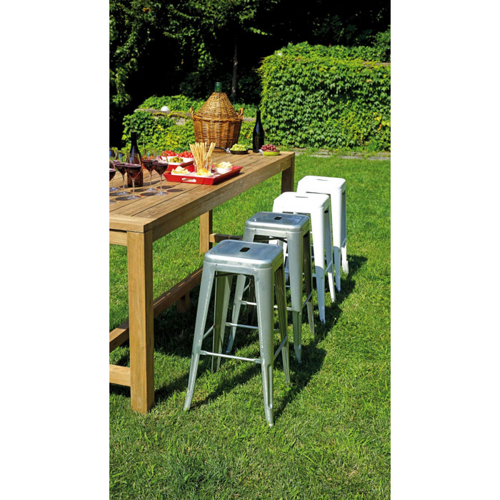 Set Di 4 Sgabelli Impilabile Lamiera Avorio Moia