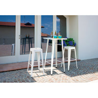 Set Di 4 Sgabelli Impilabile Lamiera Avorio Moia