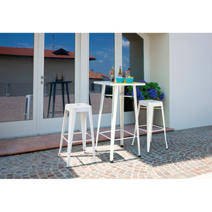 Set Di 4 Sgabelli Impilabile Lamiera Avorio Moia