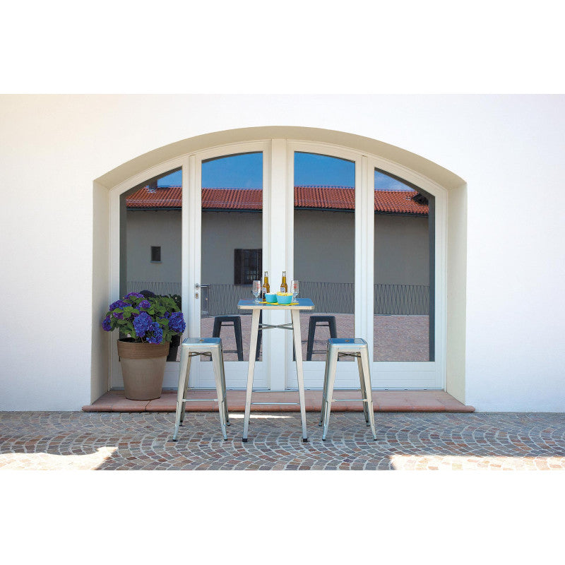 Set Di 4 Sgabelli Impilabile Lamiera Silver Moia