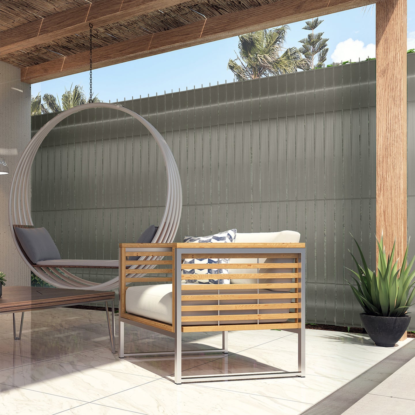 IDMarket - Set di lamelle oscuranti, arella in PVC grigio chiaro L.60 m per pannello a rete