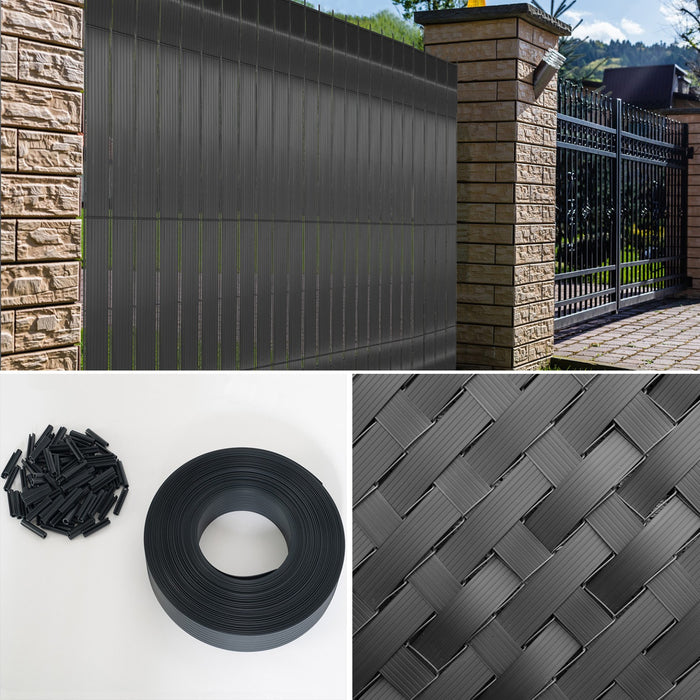 IDMarket - Set di lamelle oscuranti, arella in PVC grigio L.60 m per pannello a rete