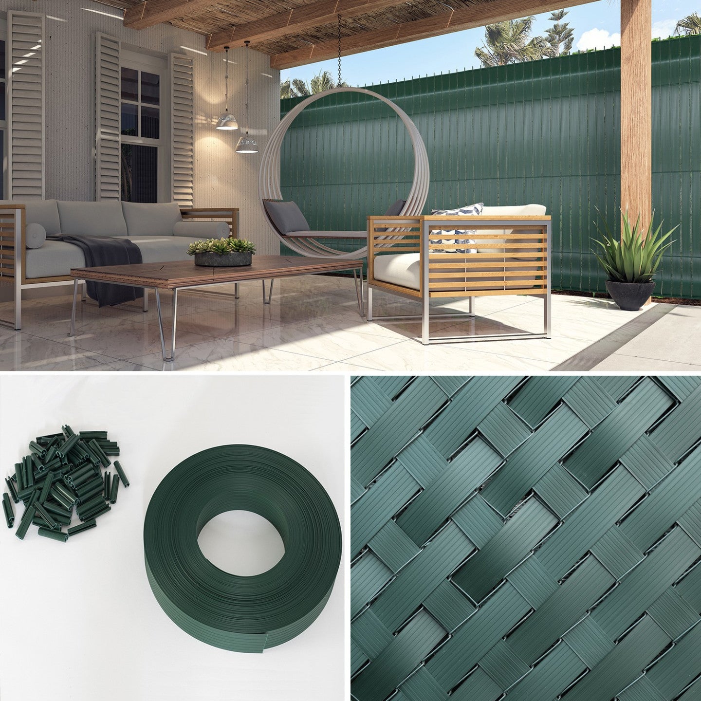 IDMarket - Set di lamelle oscuranti, arella in PVC nero L. 60 M per pannello a rete