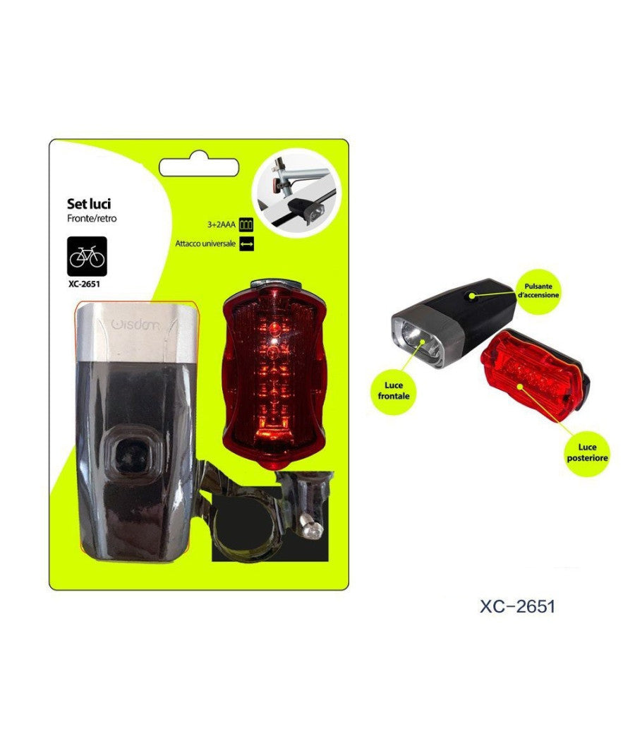 Set Di Luci Fanalino Fronte/retro Per Bici Bicicletta Attacco Universale Xc-2651         