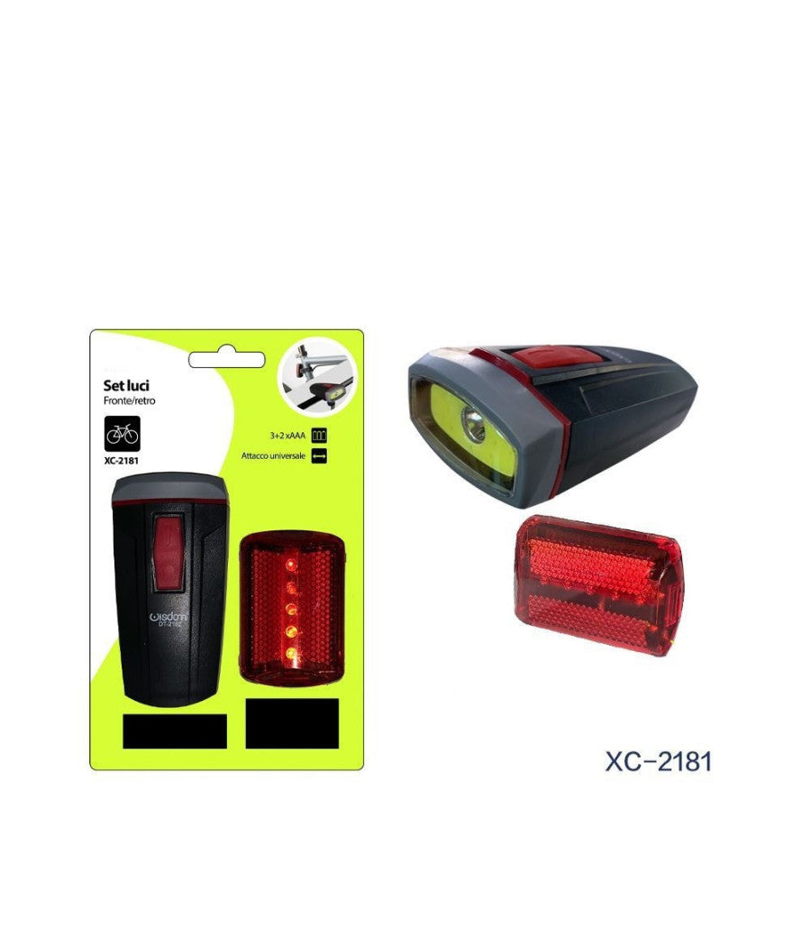 Set Di Luci Led A Batteria Anteriore Posteriore Bici Attacco Universale Dt-2181         