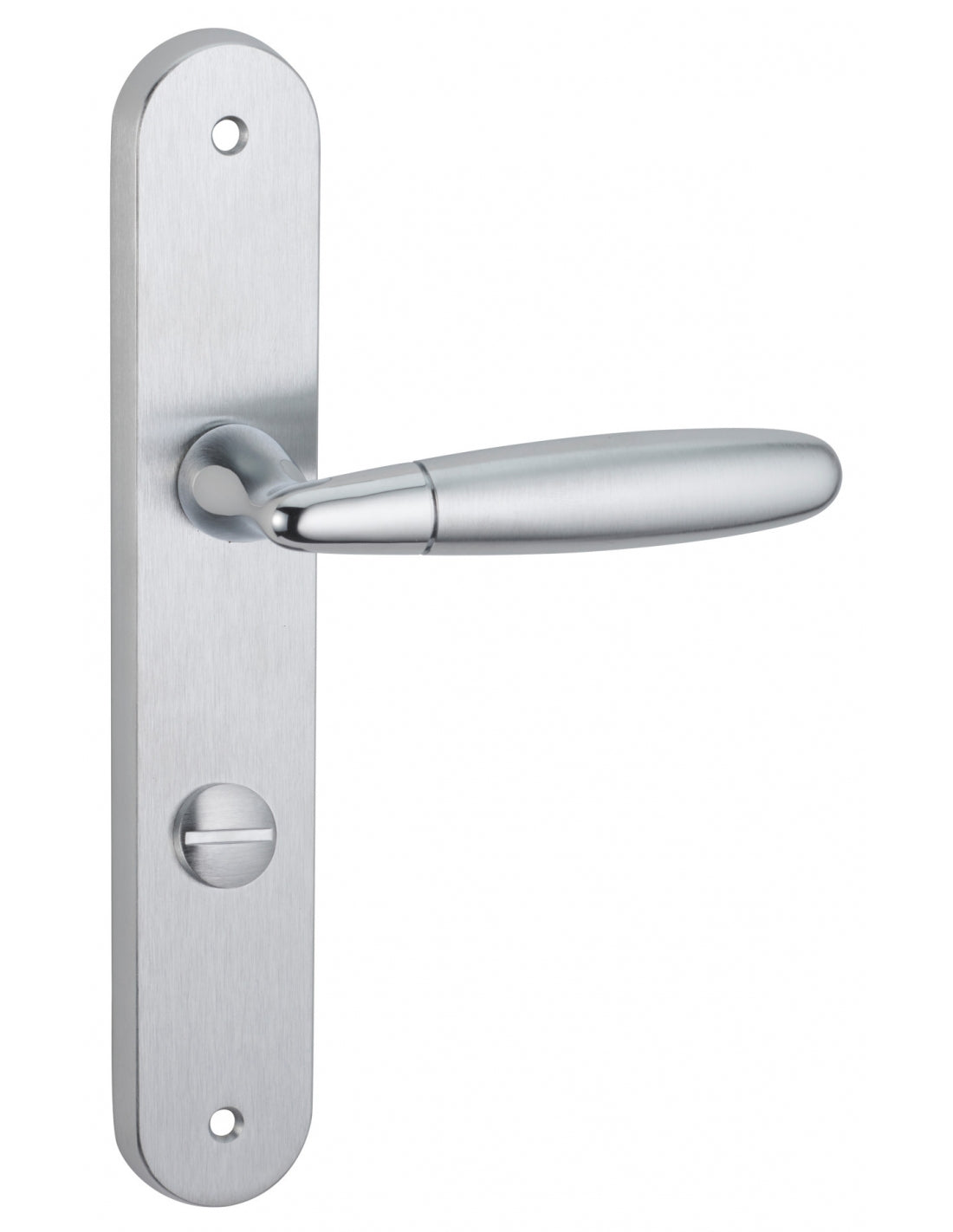 Maniglia di design Mirella 2, per porta WC, piastra e pomello, cromo lucido e satinato - FROSIO BORTOLO
