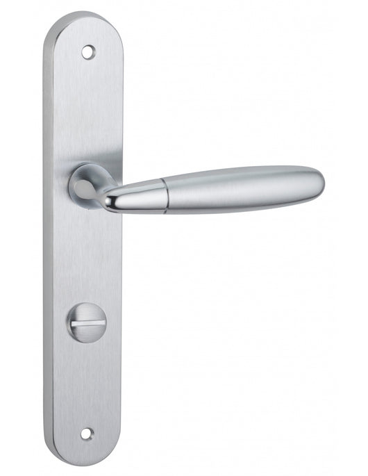 Maniglia di design Mirella 2, per porta WC, piastra e pomello, cromo lucido e satinato - FROSIO BORTOLO