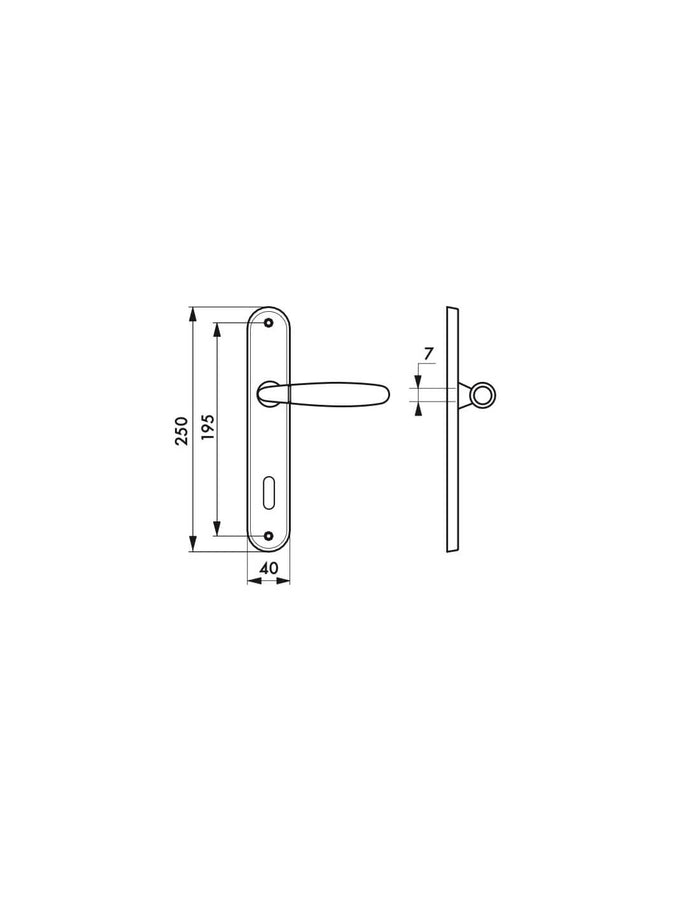 Maniglia di design Mirella 2, per porta, piastra e foro per chiave, cromo lucido e satinato - FROSIO BORTOLO