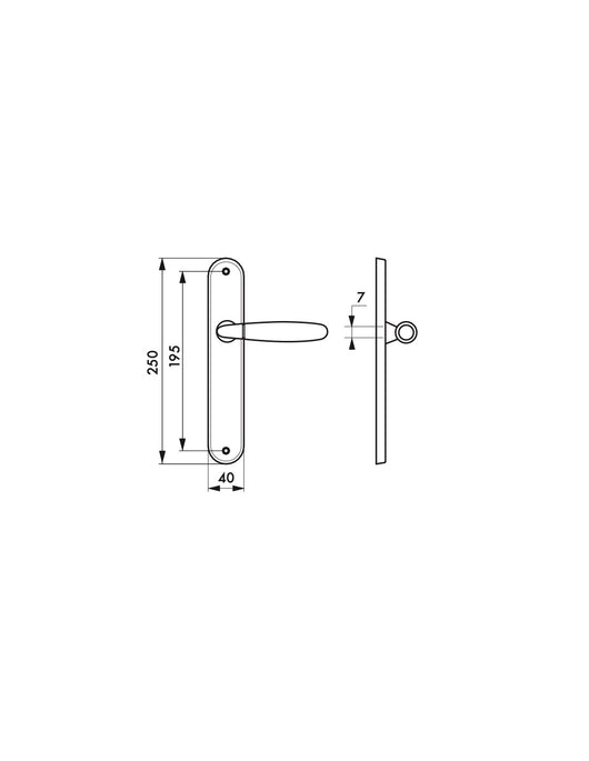 Maniglia di design Mirella 2, per porta, piastra senza foro, cromo lucido e satinato - FROSIO BORTOLO