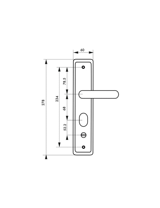 Maniglia per porta d'ingresso SET 68mm con defender integrato, alluminio satinato, apertura destra - THIRARD