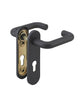 Maniglia per porta tagliafuoco, piastra sagomata cilindro europeo, industriale, quadrato 9mm, nero - THIRARD