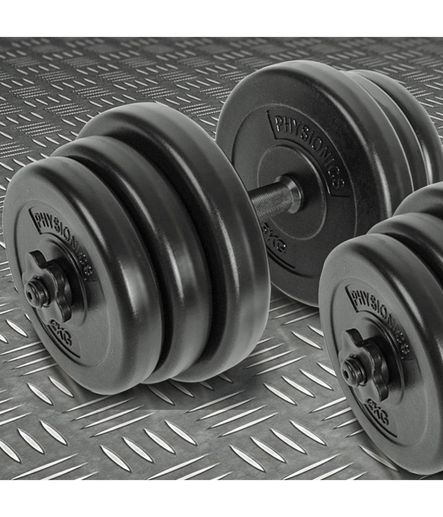 Set Di Manubri Componibili Con Bilanciere Fitness Palestra Dumbbell Perfect Curl         