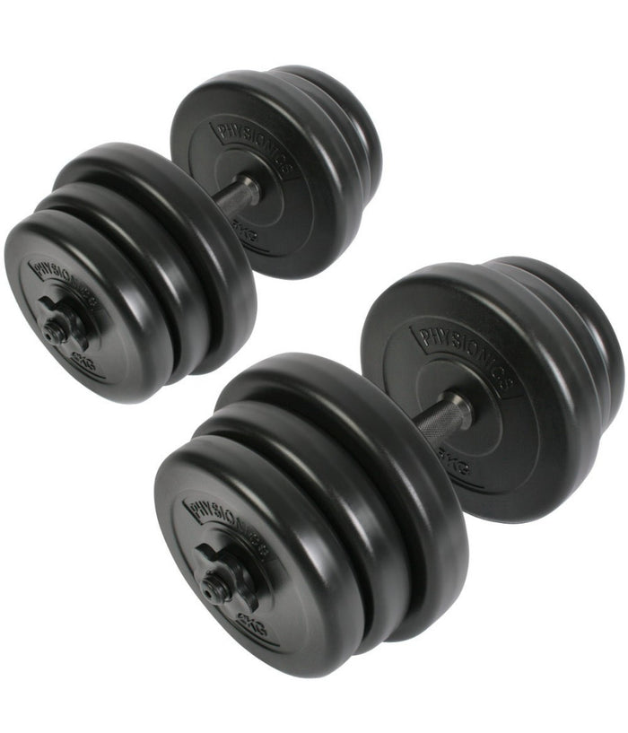 Set Di Manubri Componibili Con Bilanciere Fitness Palestra Dumbbell Perfect Curl         Kg. 15