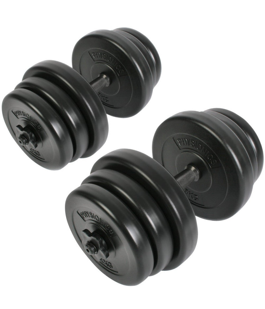 Set Di Manubri Componibili Con Bilanciere Fitness Palestra Dumbbell Perfect Curl         Kg. 15