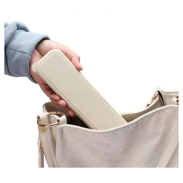 Trade Shop - Set Di Portaposate Da Viaggio Con Astuccio 2 Pezzi Posate Da Campeggio Portatili         