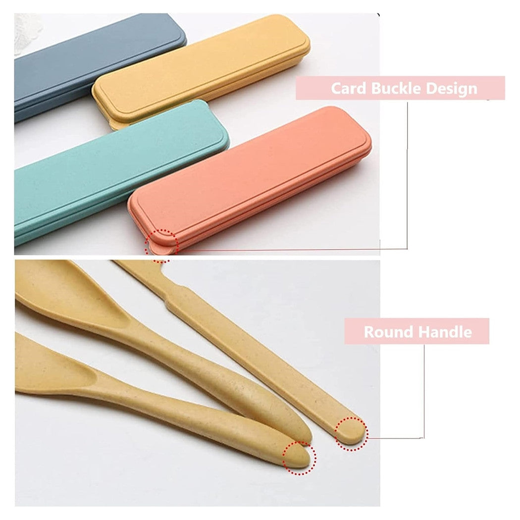 Trade Shop - Set Di Portaposate Da Viaggio Con Astuccio 2 Pezzi Posate Da Campeggio Portatili         