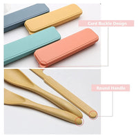 Trade Shop - Set Di Portaposate Da Viaggio Con Astuccio 2 Pezzi Posate Da Campeggio Portatili         