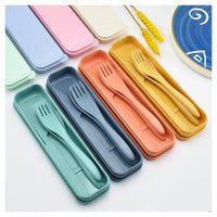 Trade Shop - Set Di Portaposate Da Viaggio Con Astuccio 2 Pezzi Posate Da Campeggio Portatili         