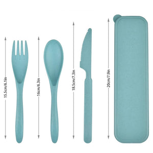 Trade Shop - Set Di Portaposate Da Viaggio Con Astuccio 2 Pezzi Posate Da Campeggio Portatili         