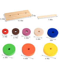 Set Di Puzzle Legno Anello Colorato Torre Giocattoli Educativi Sviluppo Bambini         