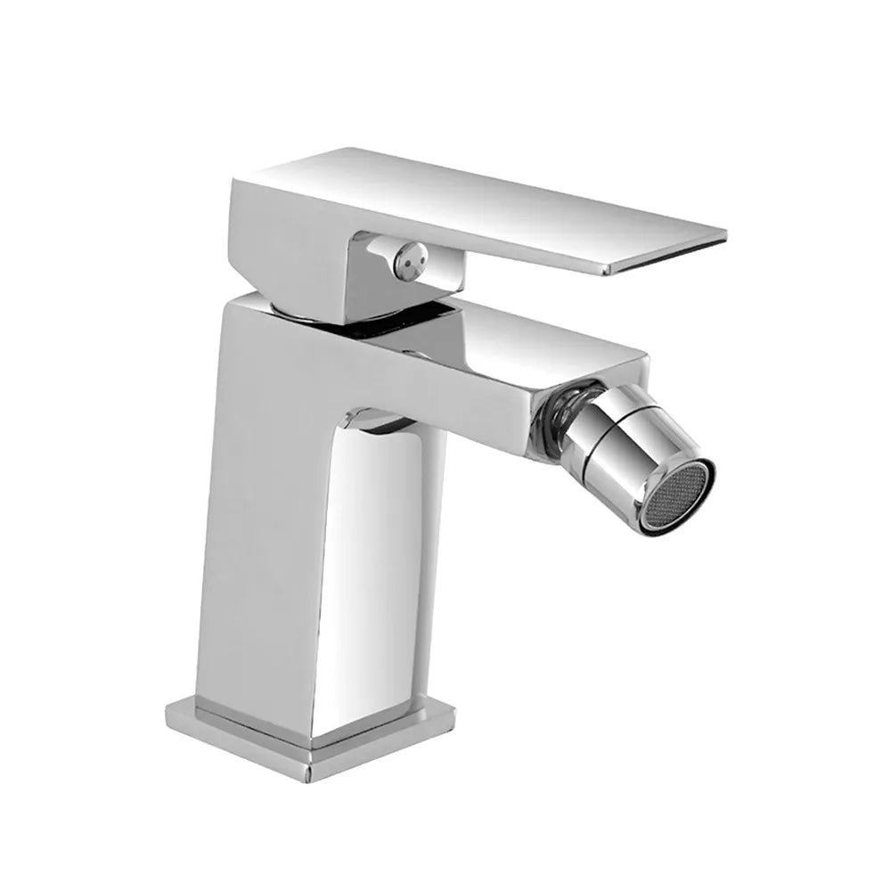 Set di rubinetti lavabo alto e bidet finitura cromo con piletta Kubo