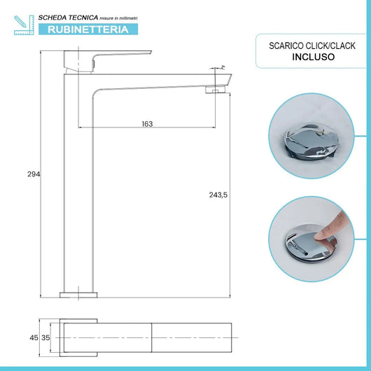 Set di rubinetti lavabo bidet e doccia in ottone cromato Kubo