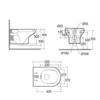 Set di Sanitari sospesi con WC + Bidet + Copriwater tradizionale, interasse 23