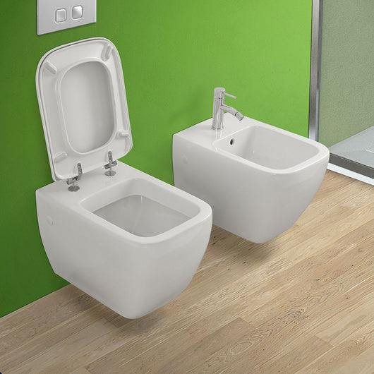 Set di Sanitari sospesi Metropolitan in ceramica con WC, Bidet e Copriwater avvolgente
