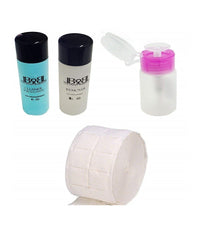 Set Dispenser+rotolo 250 Salviette Cellulosa+remover+cleaner Sgrassante Nail Art         