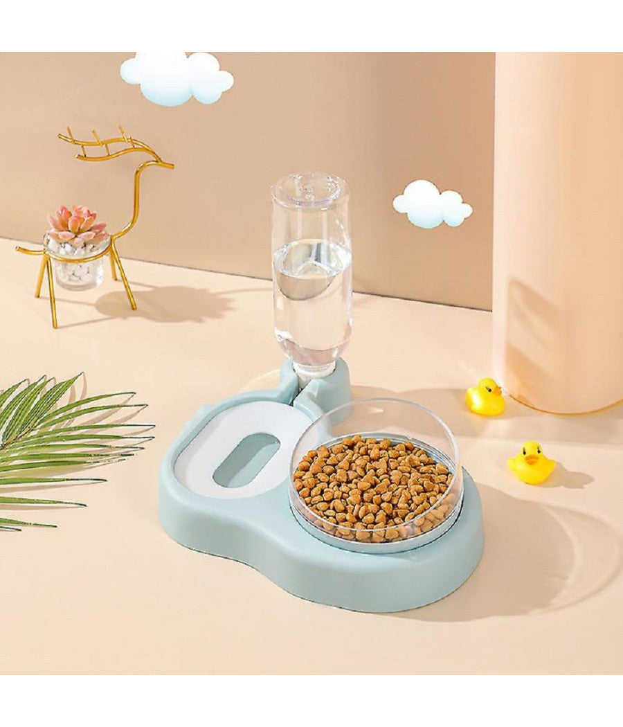 Set Distributore 2in1 Alimentatori Automatici Acqua Alimenti Ciotole Cani Gatti         
