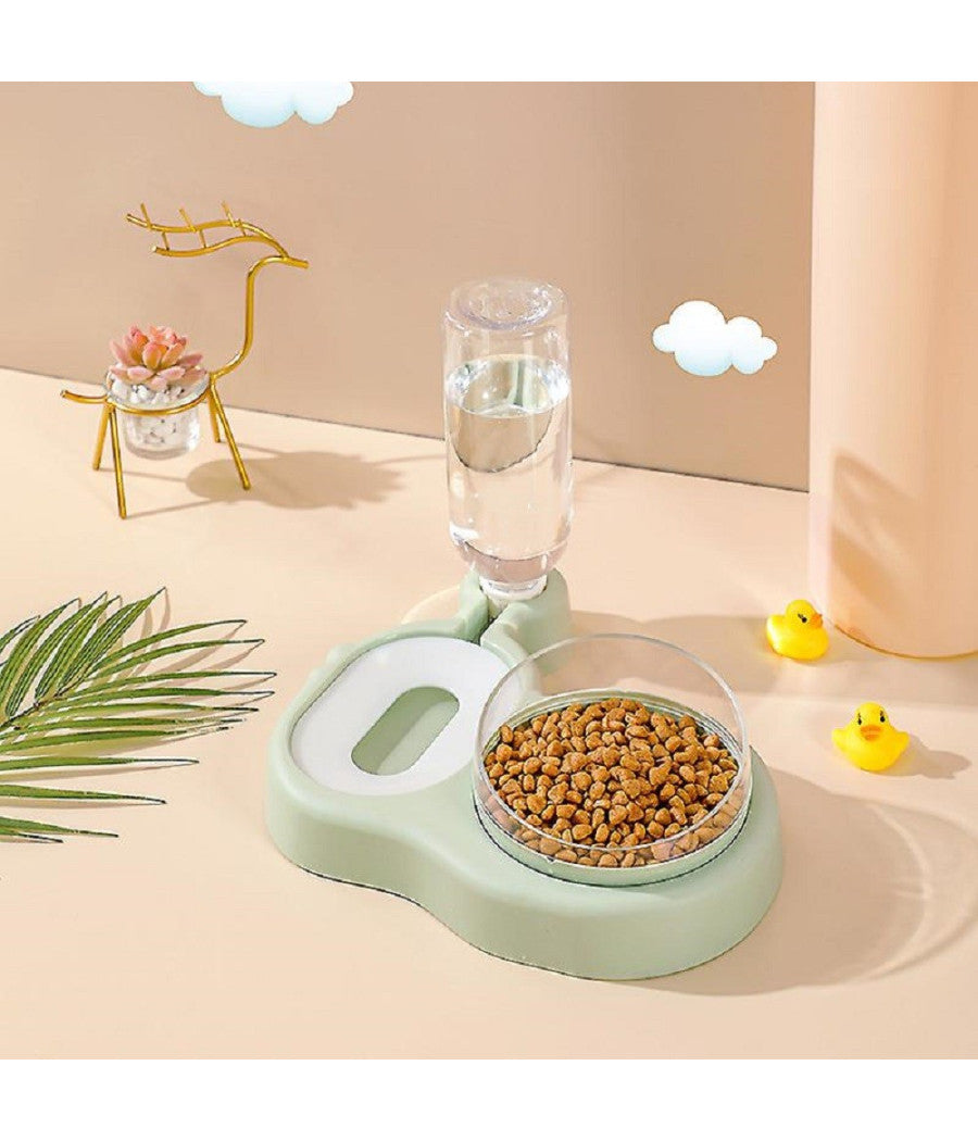 Set Distributore 2in1 Alimentatori Automatici Acqua Alimenti Ciotole Cani Gatti         
