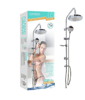 Trade Shop - Set Doccetta Bagno Colonna Doccia Saliscendi Cromato Rubinetto Soffione Tx-8200 -