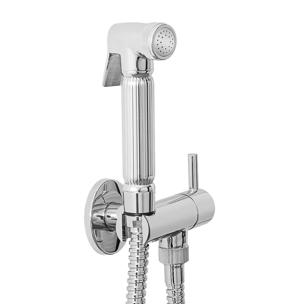 Set doccetta igienica cromata in ottone con pulsante shut-off e rubinetto