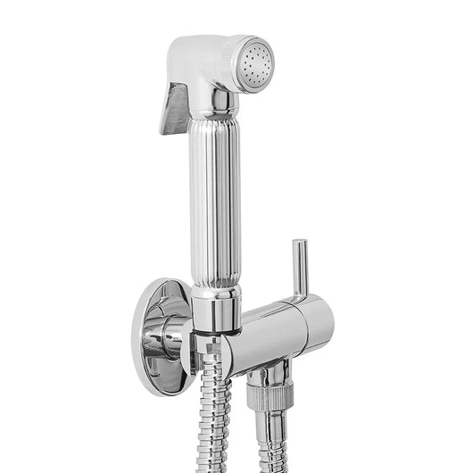 Set doccetta igienica cromata in ottone con pulsante shut-off e rubinetto