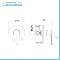 Set doccia a incasso con braccio 35 cm e soffione tondo 20 cm Zoe