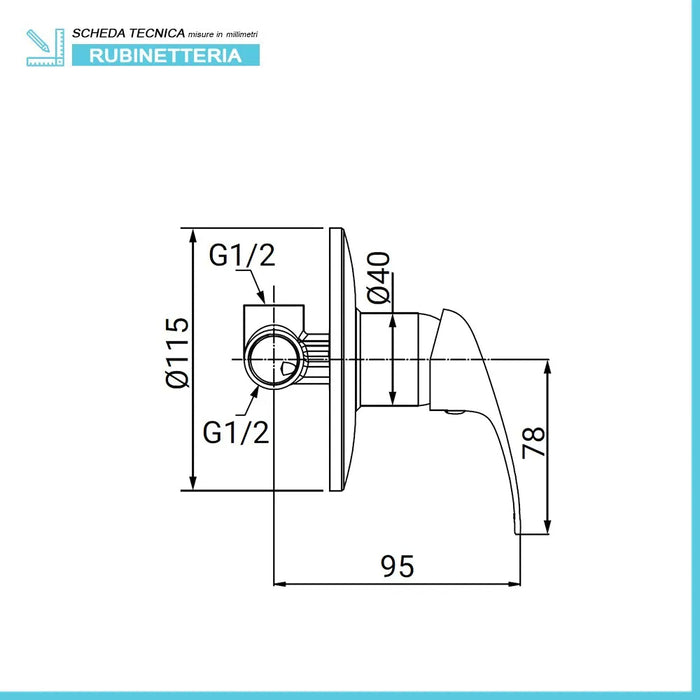 Set doccia a incasso cromo con braccio e soffione multi-getto in acciaio  Fast