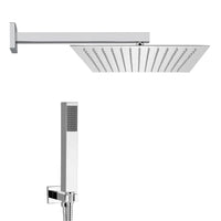 Set doccia cromato con braccio soffione quadrato 40x40 e kit doccia