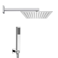 Set doccia cromato con braccio soffione rettangolare 25x15 e kit doccia