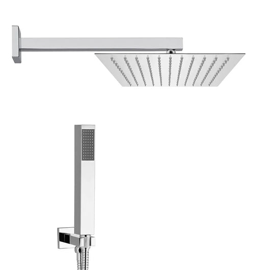 Set doccia cromato con braccio soffione rettangolare 25x15 e kit doccia