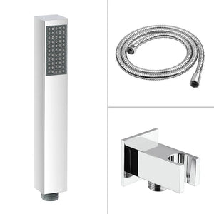 Set doccia cromato con braccio soffione rettangolare 30x20 e kit doccia