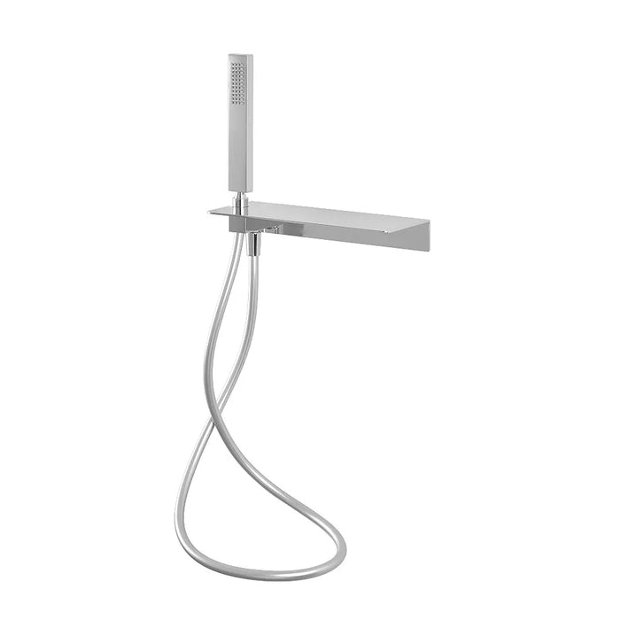 Set doccia cromato con doccetta ripiano portasapone e flessibile