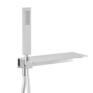 Set doccia cromato con doccetta ripiano portasapone e flessibile