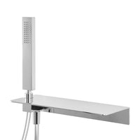 Set doccia cromato con doccetta ripiano portasapone e flessibile