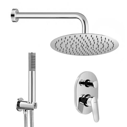 Set doccia cromato Nobili Hof con soffione tondo 25 cm, kit doccia e miscelatore